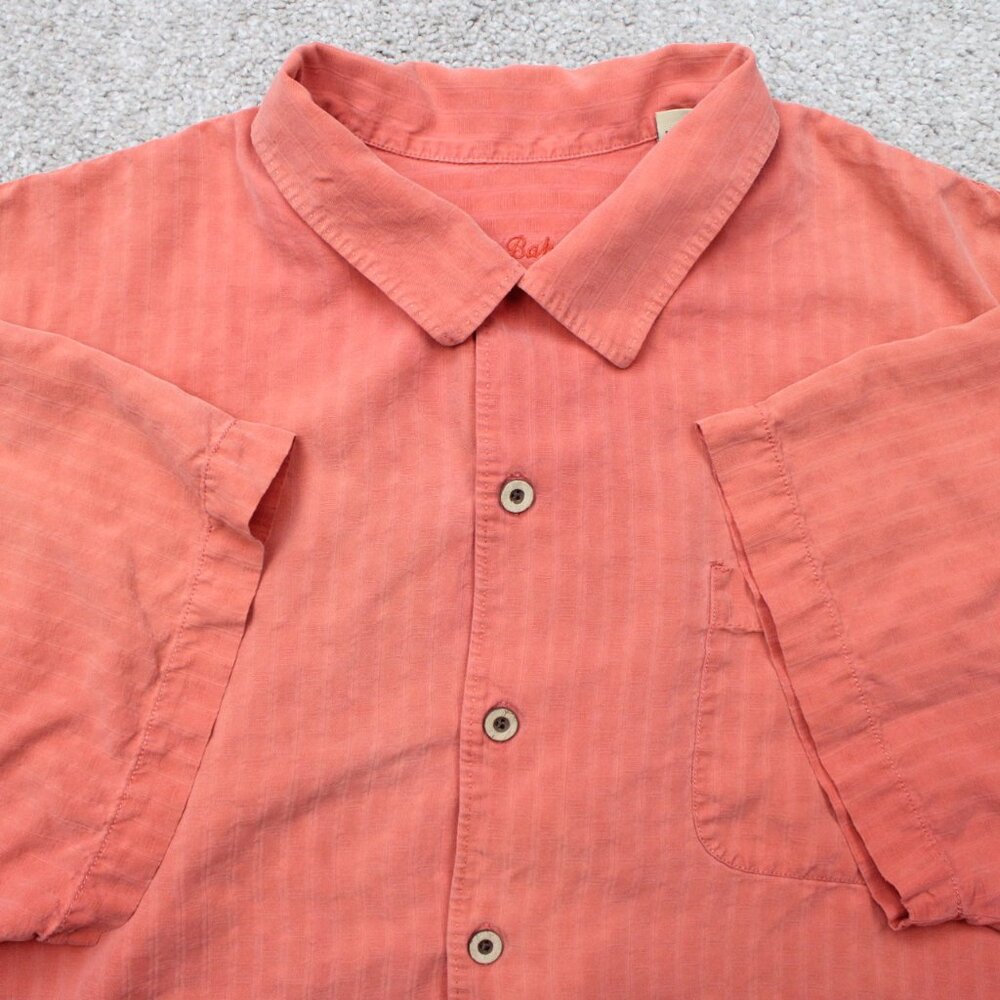 Tommy Bahama Camp‎ Shirt Mens 2XL XXL Red Loop Collar 100% Silk Short Sleeve